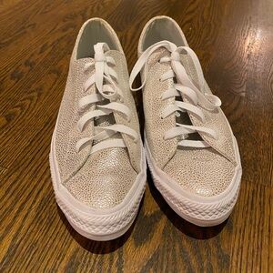 Fabulous shiny silver leather Converse!
